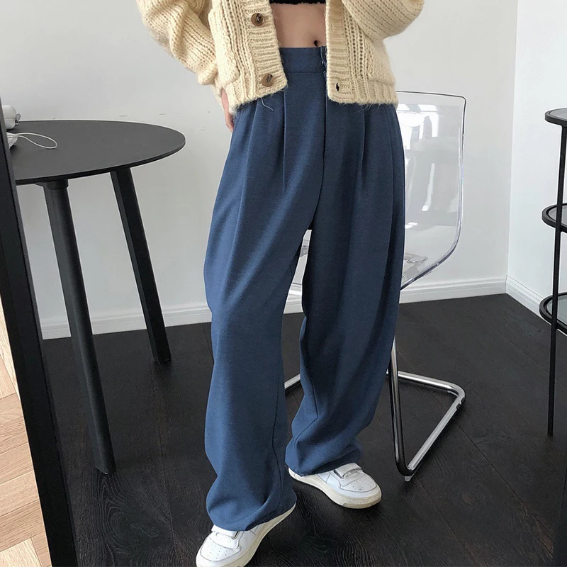 Женские брюки с высокой талией широкие Свободные повседневные 2021 | Женская