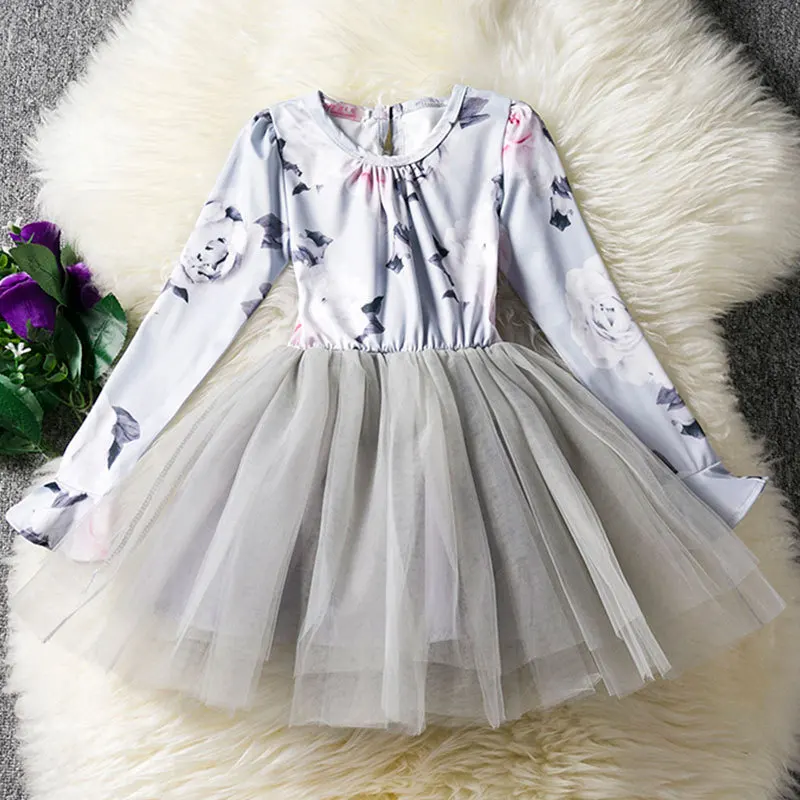 Новинка осенне-зимний костюм принцессы с длинными рукавами платье для маленьких