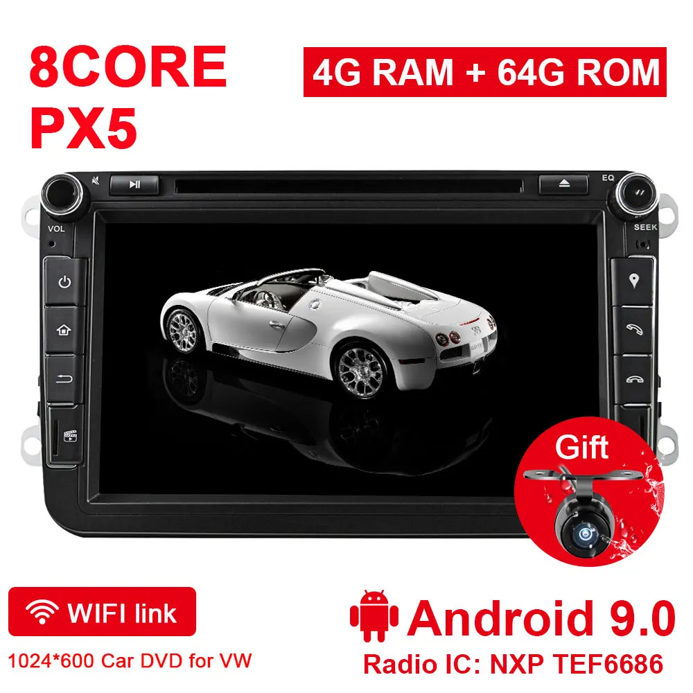 PX5 Android 9.0 Eunavi 2 din Восьмиядерный 4 г 64 г Android 9 автомобильный DVD gps для VW Passat CC Polo GOLF 5 6 Touran EOS T5 Sharan Jetta Tiguan радио dsp - Цвет: PX5 Android 9.0