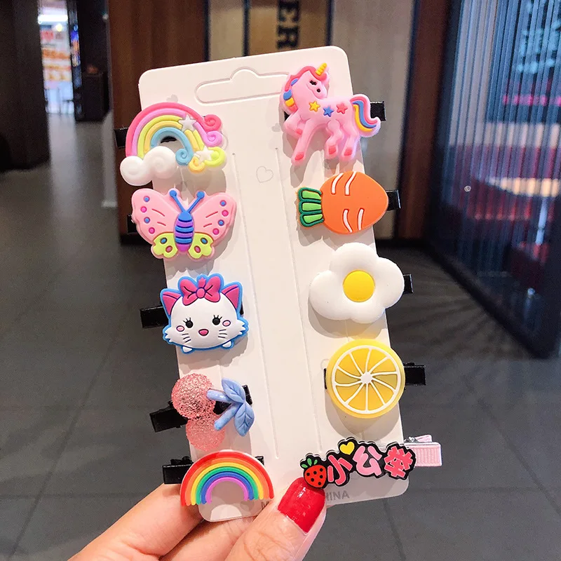 

10 PCS/Set Children Girls Cute Cartoon Ice Cream Unicorn Hairpins Kids Lovely Hair Clips Barrettes Headwear Hair Accessories