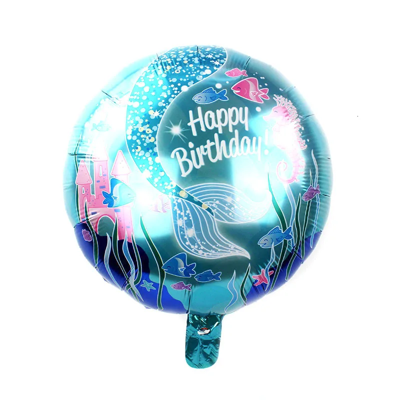 5 шт./компл. тема русалки синий шар фольги 32 дюйма 0 9 номер воздушный Дети День