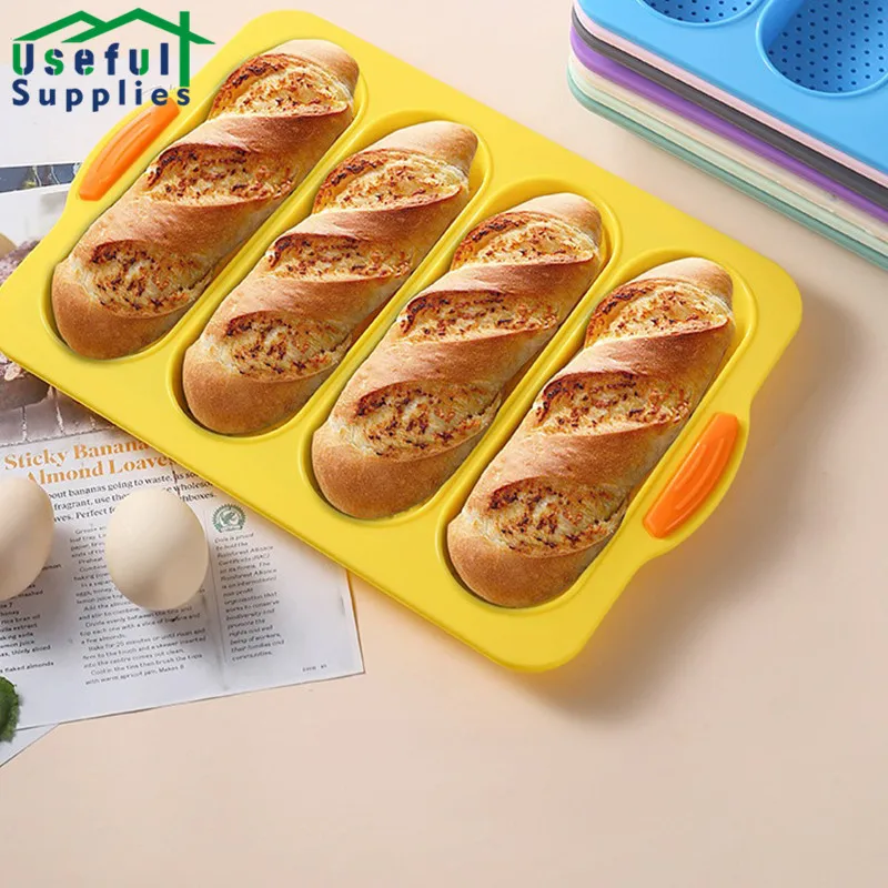 

4 Grid Silicone Baguette Mold French Diy Small Bread Mold Silicone Baking Pan Form for Baking Kitchen pastry Tools Accessories