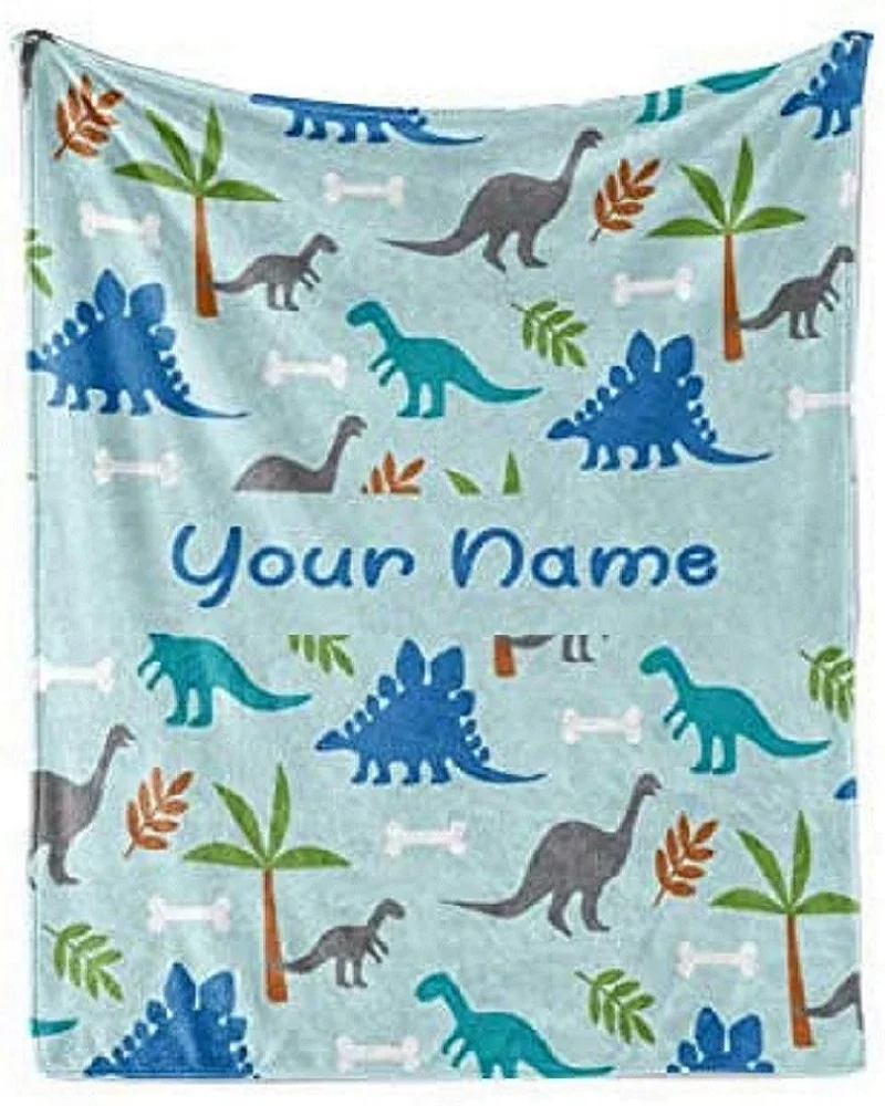 Miglior Coperta Da Tiro In Pile Di Dinosauro Azzurro Personalizzato Per Bambini-ragazzi Ragazze Coperte Per Neonati Per Bambini (50x60 Pollici)