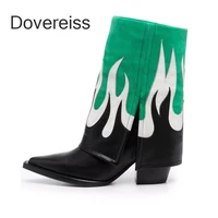 dovereiss winter woman new fashion sexy consice pointed toe new block heels chunky heels ankle boots 40 41 42 43 44 45 46