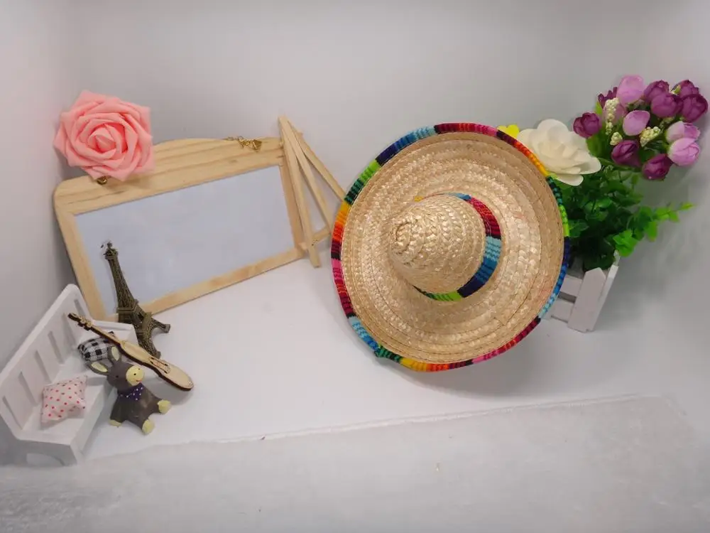 Креативный мини домашних животных собак соломенная шляпа сомбреро кошка от