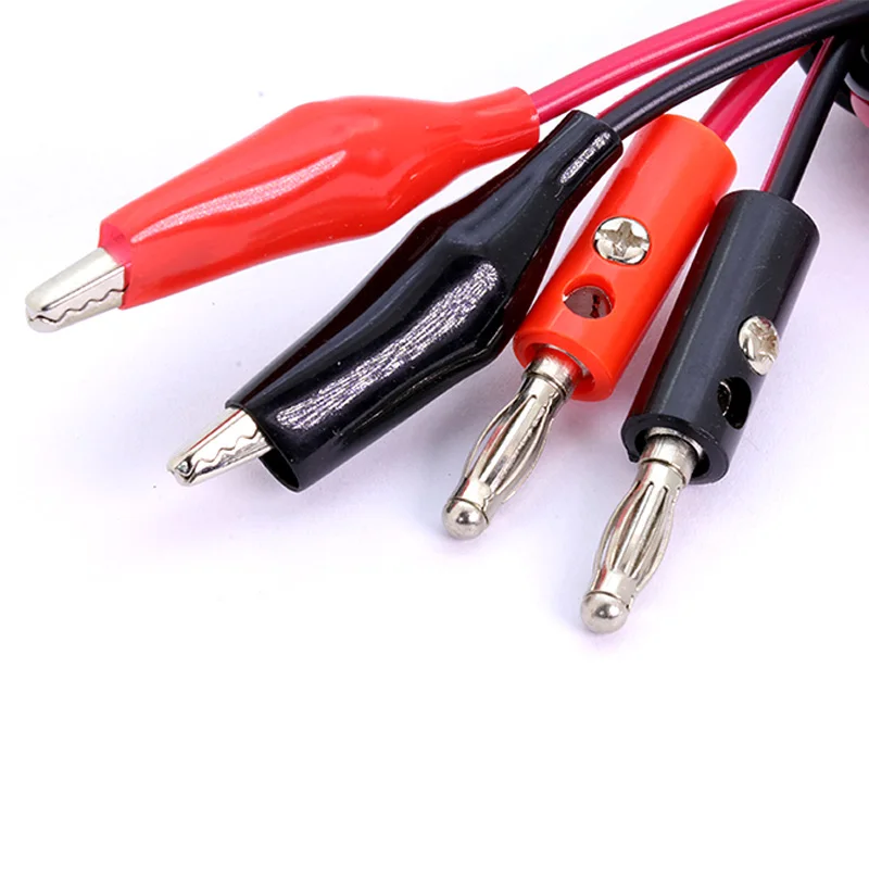 

4MM Dual Alligator Clip to Banana Connector Oscilloscope Test Probe Cable 1M 3FT Red/Black Dual-ended Power Testing Line 100cm