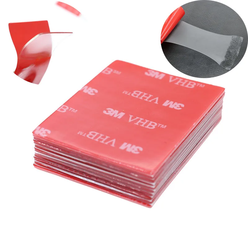 

10pc/3M Transparent Tape Rubber Foam Double-Sided Adhesive Strong Paste Red Transparent Bottom Office Stationery 40*50mm