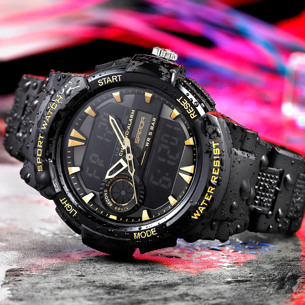 SANDA часы Для мужчин кварцевые аналоговые цифровые для Водонепроницаемый