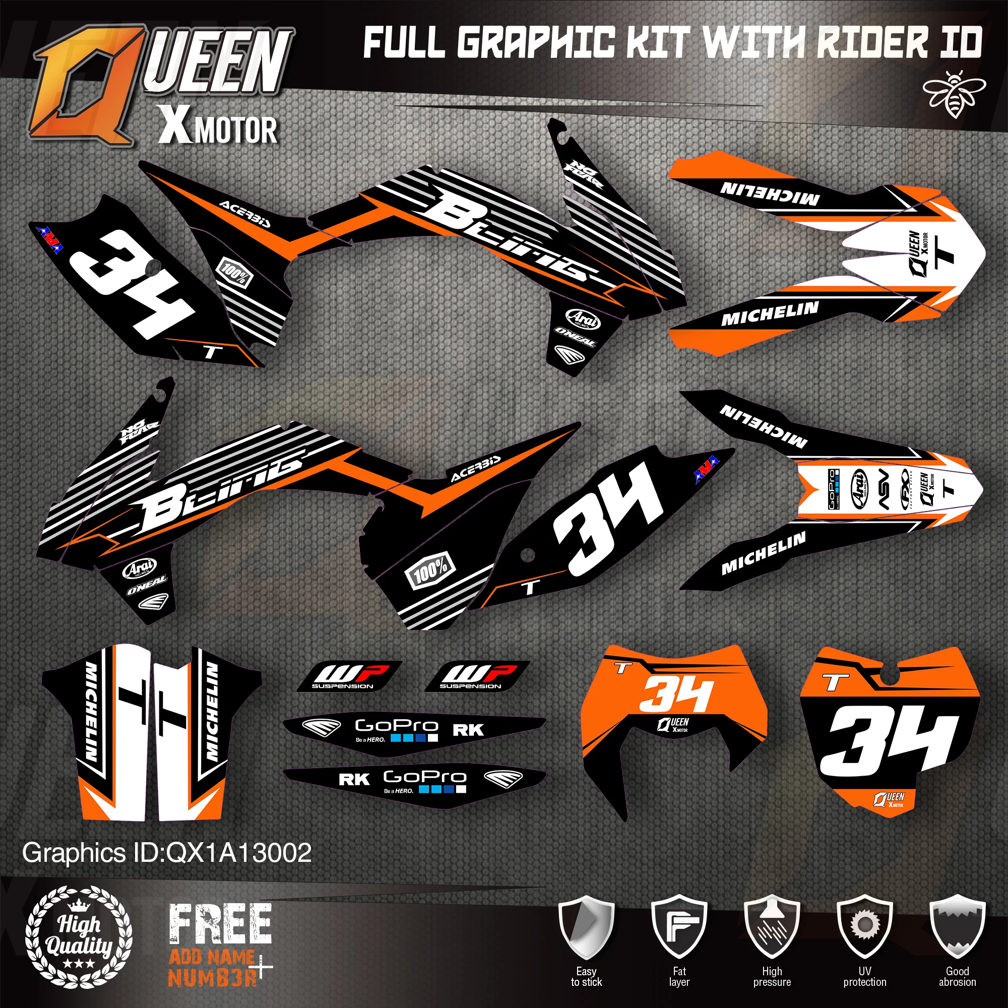 QUEEN X MOTOR Custom Team графические наклейки Набор наклеек для KTM 2013 2014 2015 SX SXF 2016 EXC Φ 002 |