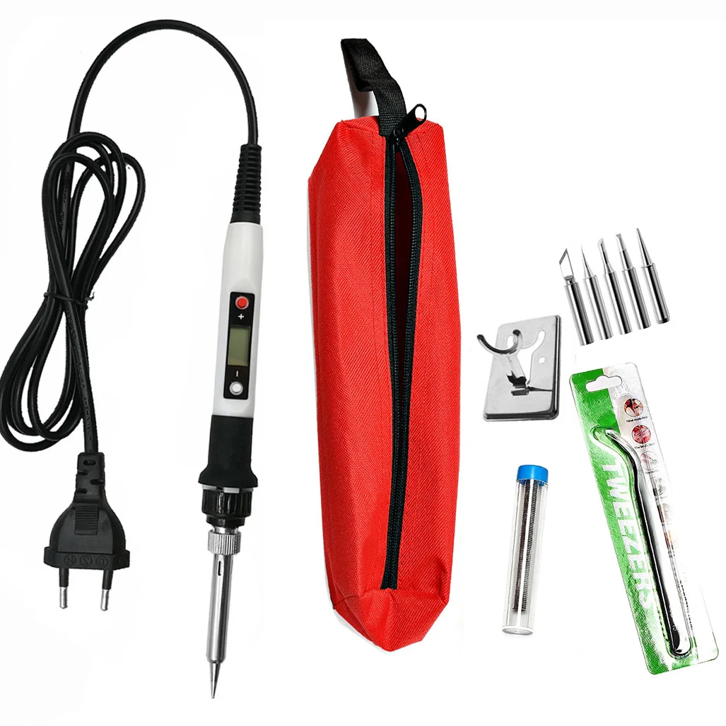 

Новый комплект электрического паяльника с регулируемой температурой, ЖК-цифровой дисплей, сварочные инструменты для пайки, 220 В, 110 В, 80 Вт