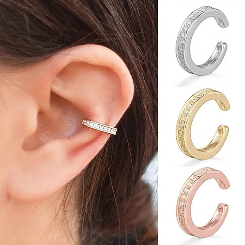 

Fashion Clear Zircon Ear Cuff No Piercing Earrings Earcuff Fake Cartilage Clip Earring For Women Girls Ear Cuffs Jewelry Gift
