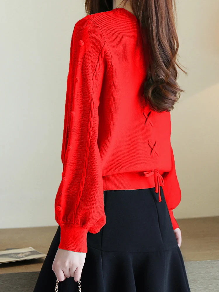 Женский свитер с V-образным вырезом Осень-зима 2021 Новый Свободный пуловер длинным