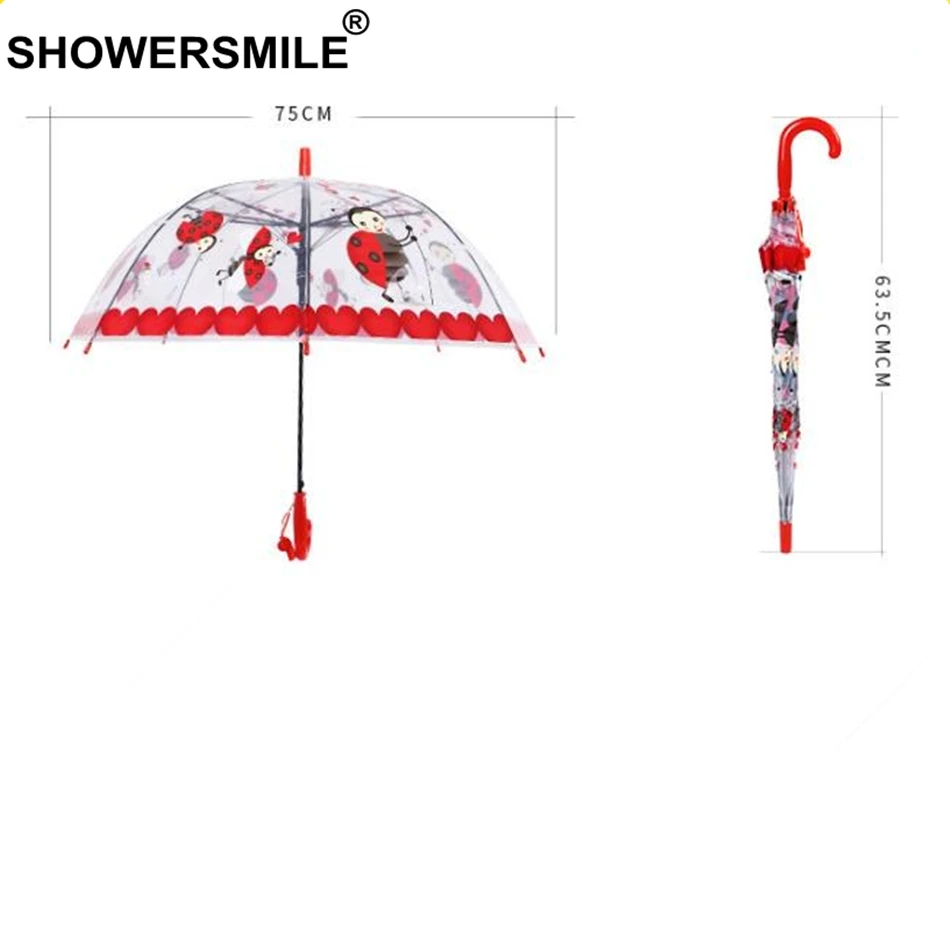 SHOWERSMILE Зонт с принтом животных для детей мультяшный прозрачный зонтик девочек