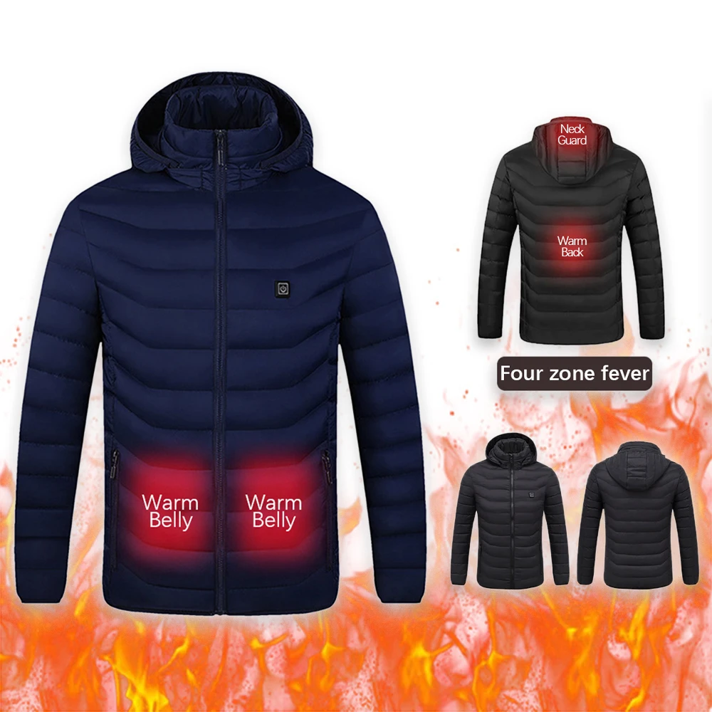 

Куртка с подогревом для мужчин и женщин, уличная теплая зимняя Термоодежда с длинным рукавом и капюшоном, с электроподогревом, с USB