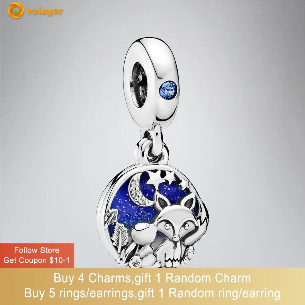 

Volayer 925 Sterling Silver Beads Fox & Rabbit Dangle Charms fit Original Pandora Bracelets for Women Jewelry Making