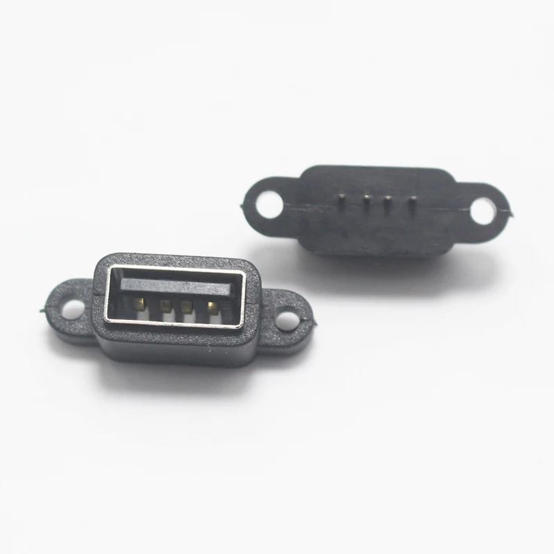 Водонепроницаемый USB a мама/4P 180 градусов короткий корпус с ушками 10 0 мм