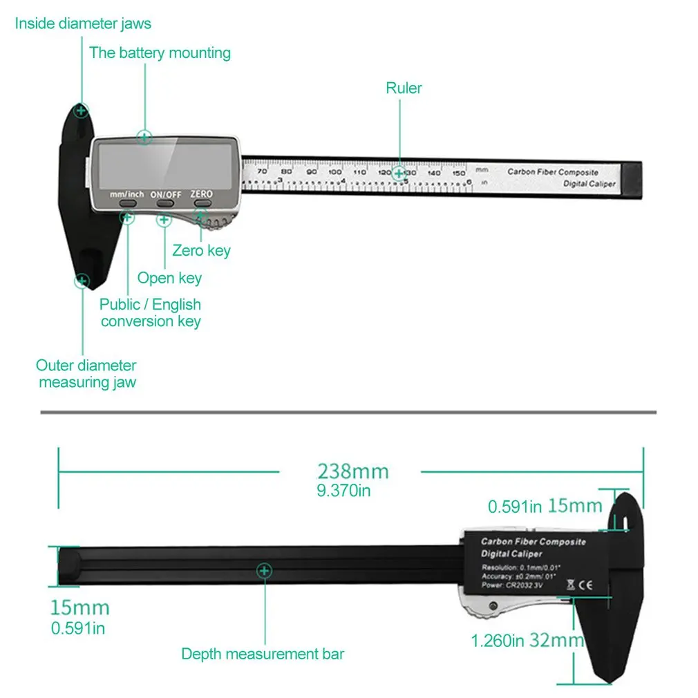 

2020 Hot Electronic Digital Display Vernier Caliper 0-150Mm Plastic Digital Display Caliper Measurement Tool Inner Diameter