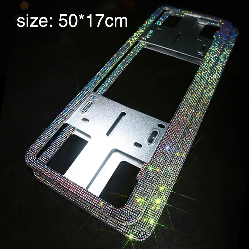 

Crystal Diamond Car License Plate Frames Handmade Sparkly Bling Colorful Rhinestone Stainless Steel Metal Frames