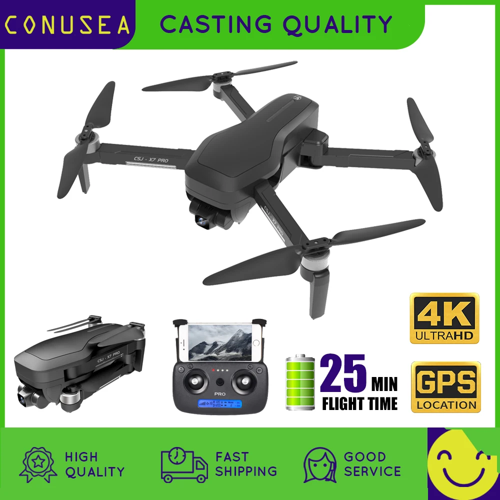 

CONUSEA 2020 NEW X7PRO 2 GPS Drone 4K Camera Three-axis anti-shake 5G WIFI Gimbal Professional RC Quadcopter mini Dron Xmas