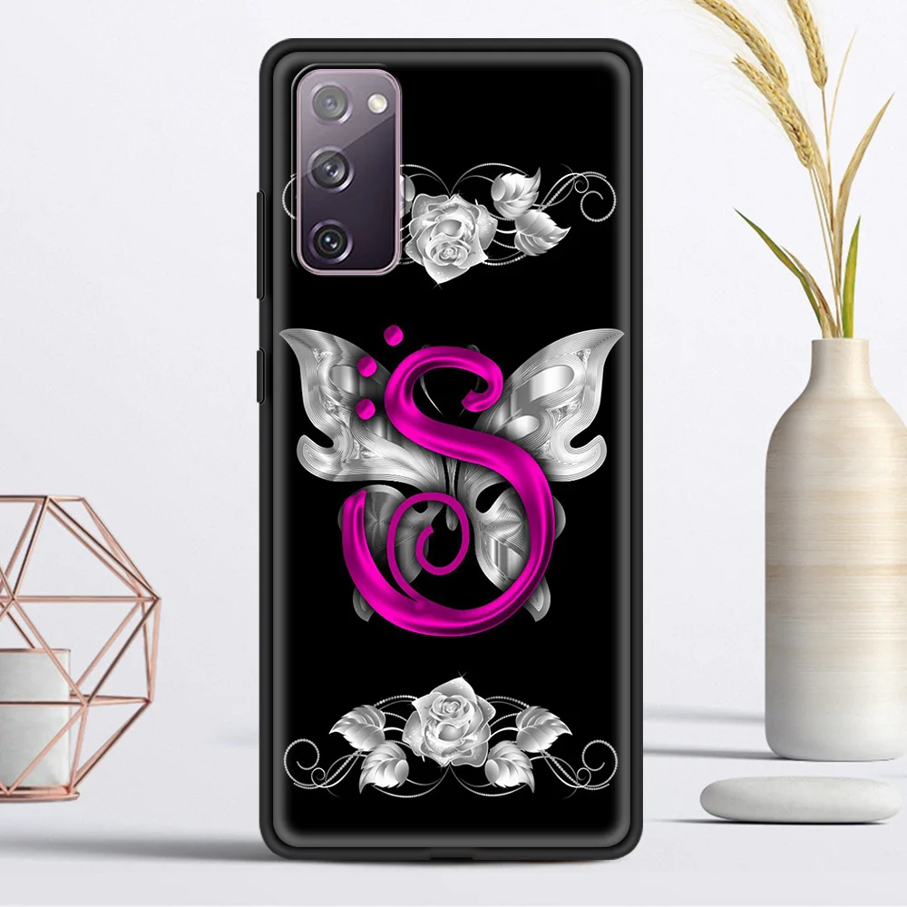 

nitial Letter Soft TPU Case for Samsung Galaxy S21 S20 Ultra S20 FE S10 Lite S10E S9 S8 Plus 5G Luxury Phone Coque