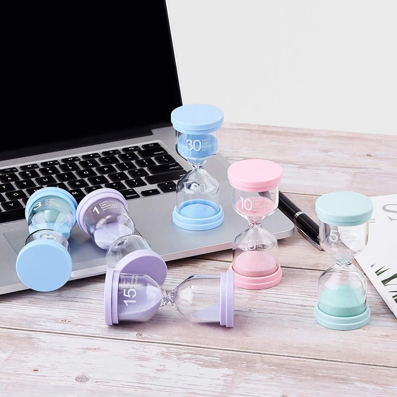 

6Pcs Sand Timers for Kids and Classroom - Big Plastic Sand Hour Glass Hourglass Set