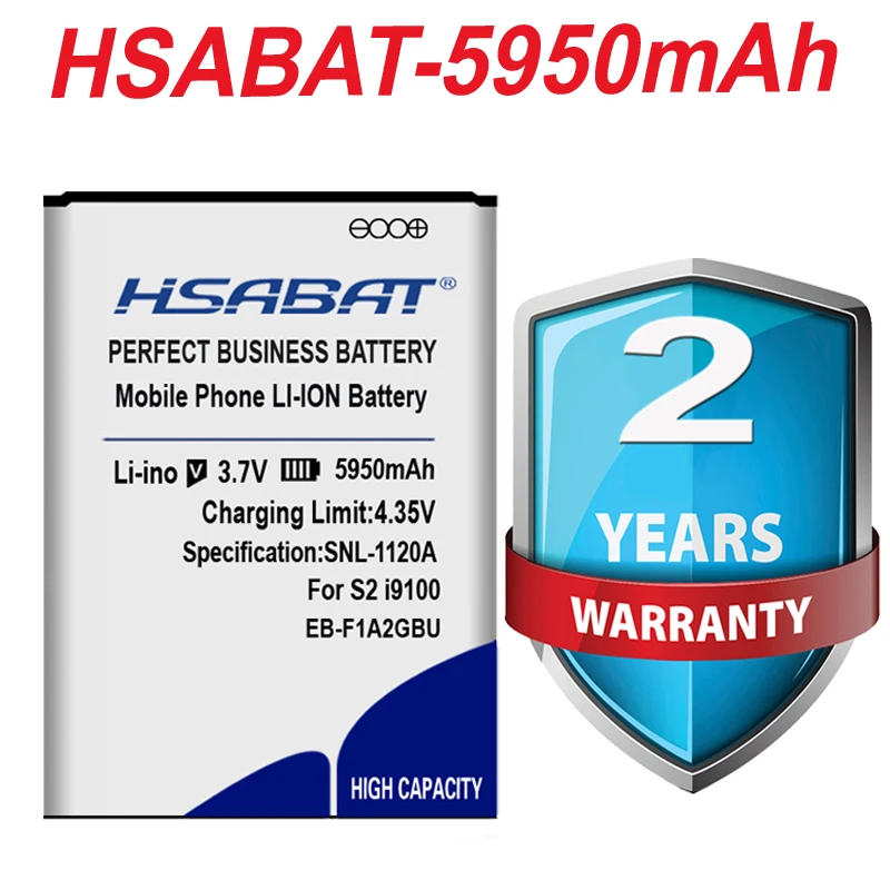 Аккумулятор HSABAT 5950 мАч для SAMSUNG Galaxy S2 I9100 9100 i9100g i9103 i9105 I777 B9062 I9108 i9050 i9188|battery for