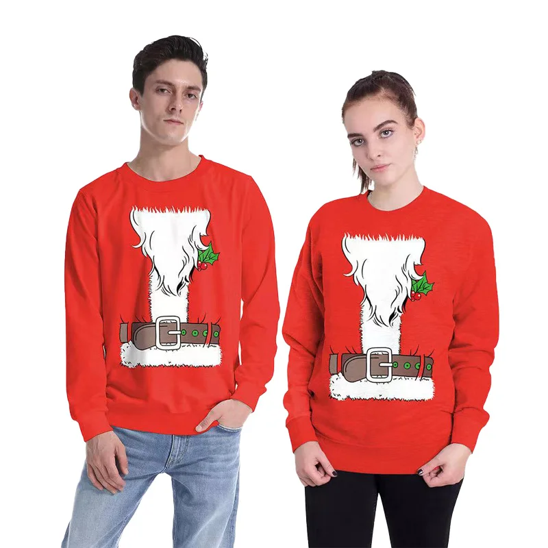 

Women Man Ugly Christmas Sweaters Red Xmas 3D Funny Novelty Printed Pullovers Tops Holiday Family Xmas Jumper Sweatshirt Clothes