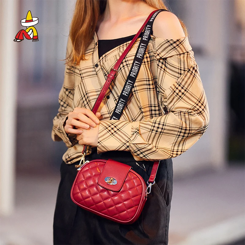

Mexican Women's 2021 New Mini Crossbody Small Round Bag Fashion Popular Shoulder Bag Summer Luxury plaid purses and handbags