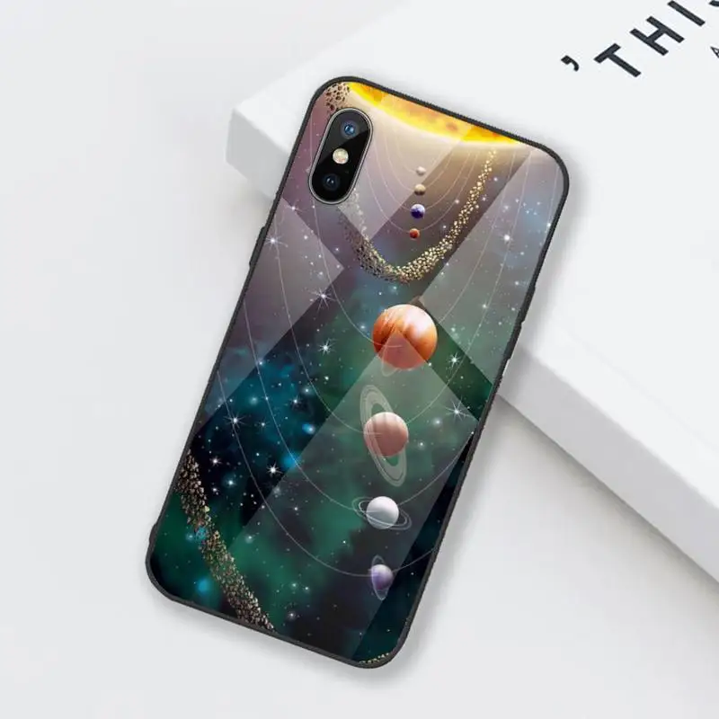

Star Moon Space Phone Case Tempered glass For iphone 6 6S 7 8 plus X XS XR 11 12 mini PRO MAX