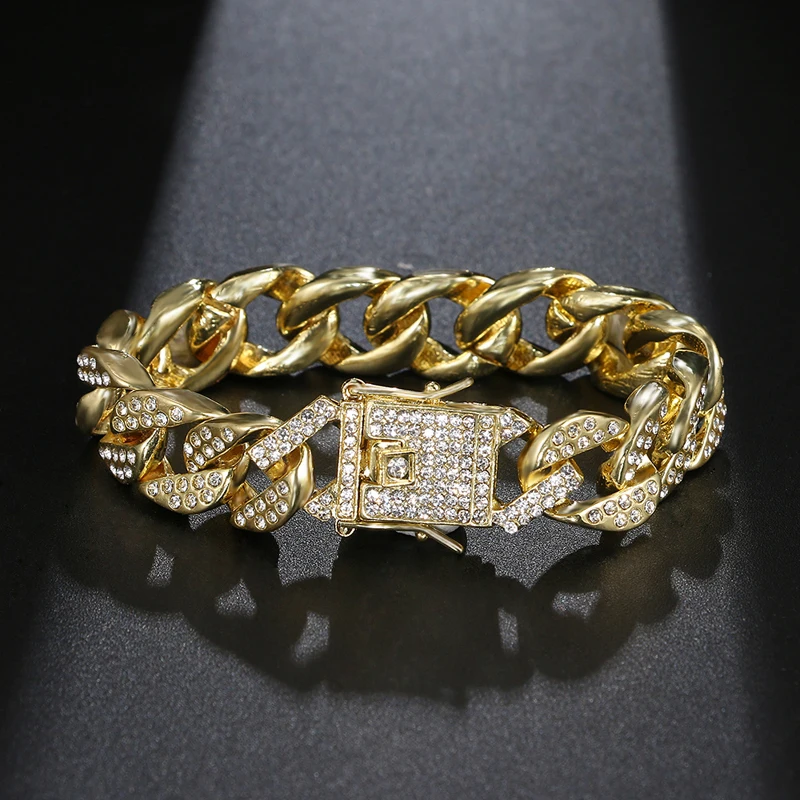 Браслет-цепочка мужской в стиле хип-хоп с фианитами | Украшения и аксессуары