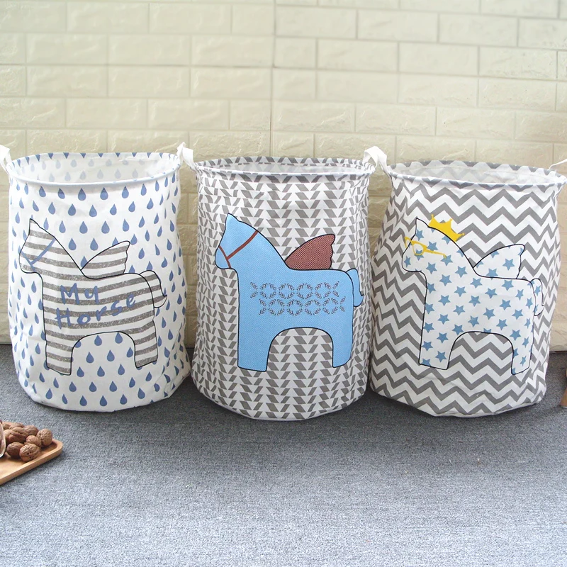 

New 40*50cm Cartoon Pony Laundry basket Multifunction Foldable Baby Toys Waterproof Receiving Basket Home Storage Clothing