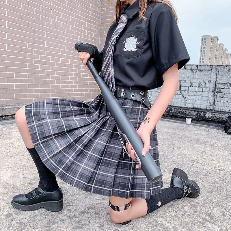 

QRWR New Summer Women Skirts 2021 High Waist Girl's Pleated Skirt Korean Japanese Style Ladies Sweet Plaid Mini Skirts for Women