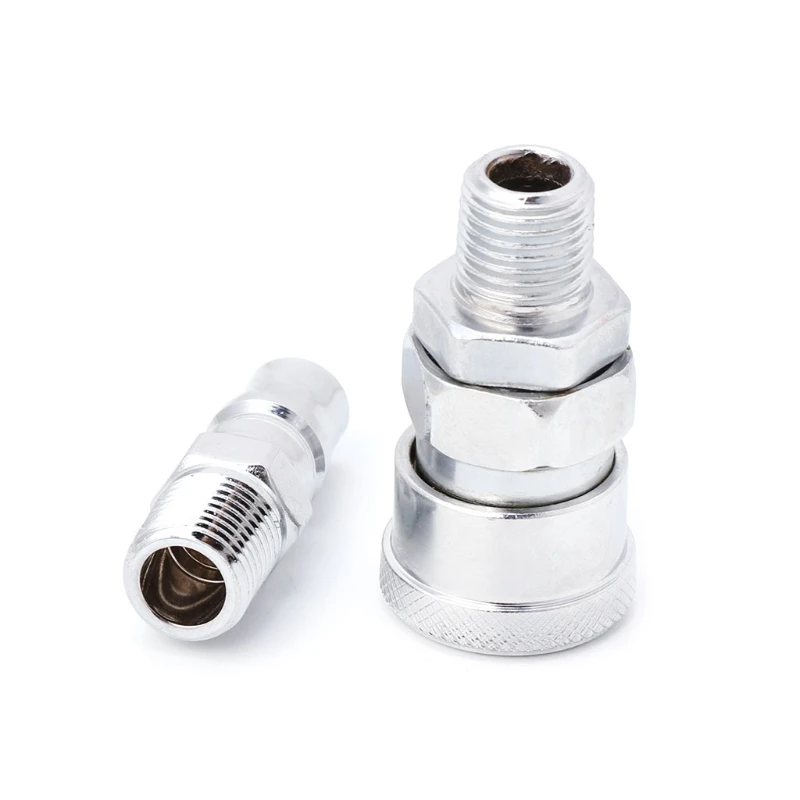 2 Pcs Pneumatic Parts Euro Air Line Hose Compressor Connector Quick Release 1/4" BSP Male Thread Coupler Fitting | Обустройство