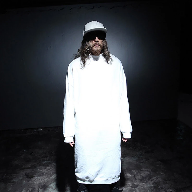 Длинный дизайнерский свитшот в стиле панк рок для мужчин и женщин уличная одежда