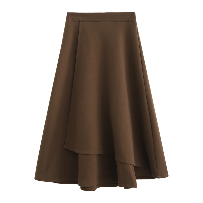 

woolen skirt women's autumn and winter high waist irregular mid length A-line large swing umbrella skirt fashion
