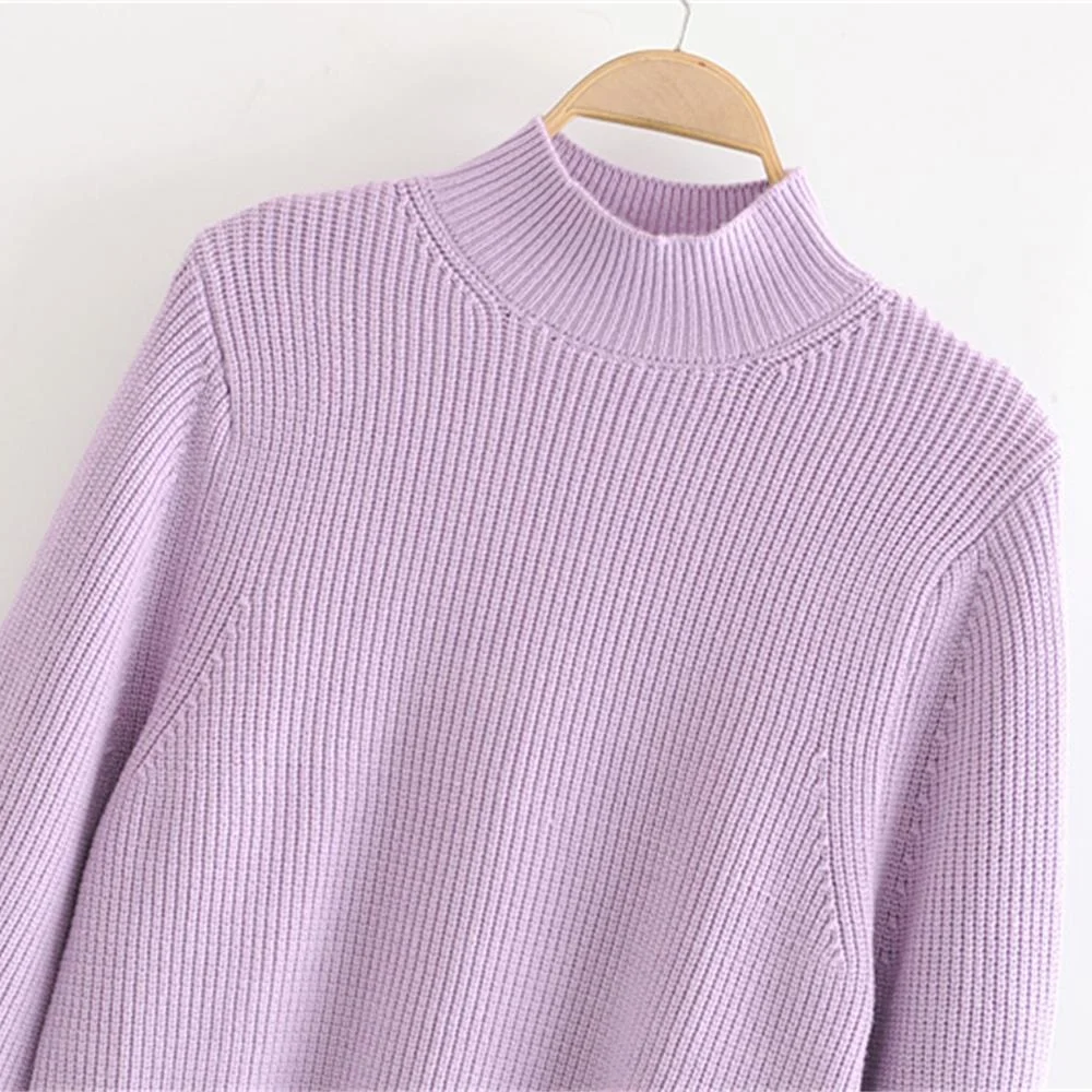 Autumn 2019 Women's Wear New Half-high-collar Long-sleeved Loose Pullover Knitted Blouse | Женская одежда