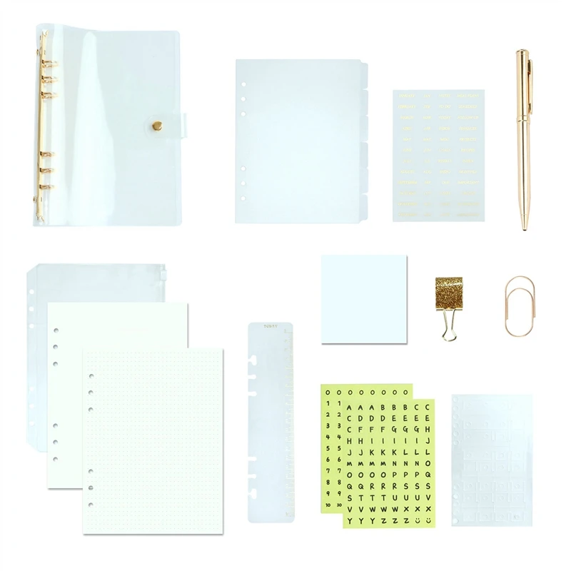 

Office Stationery DIY Hand Account Transparent Loose-Leaf Book Paper Clip Storage Bag Gift Box Student Set
