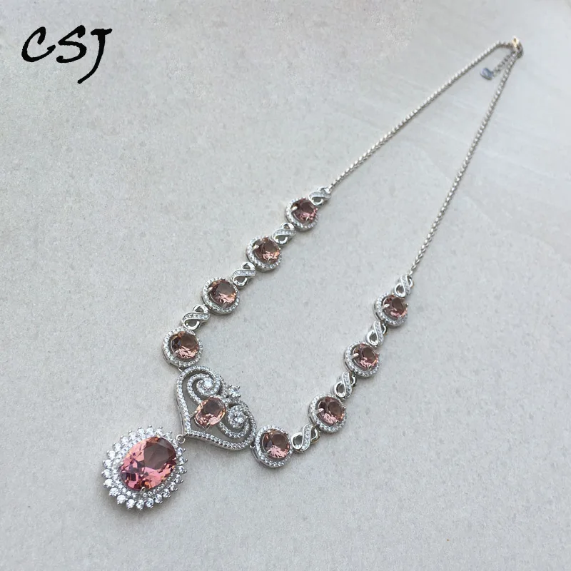 Женское ожерелье с зултанитом CSJ роскошное Элегантное из стерлингового серебра