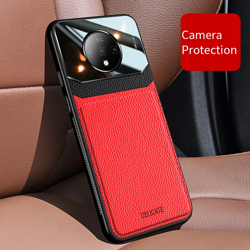 Противоударный чехол для Oneplus 7 7T Pro из искусственной кожи зеркальный закаленного