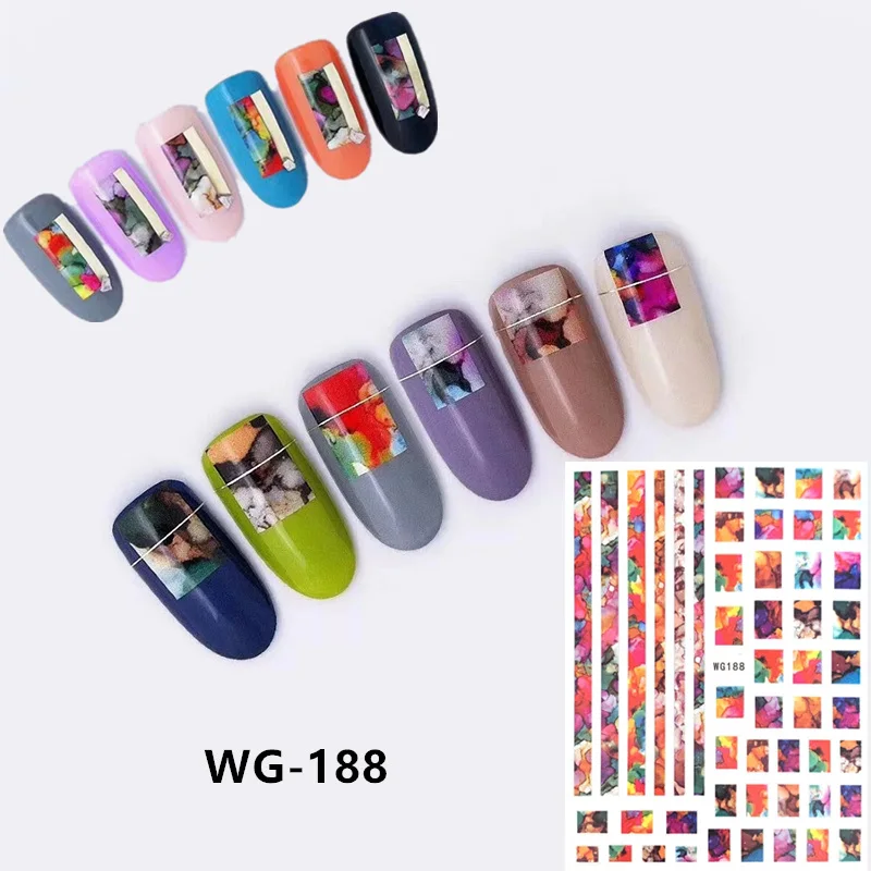 Новейшая модель WG 187 188 189 Мрамор узор 3d дизайн ногтей наклейки для Наклейка