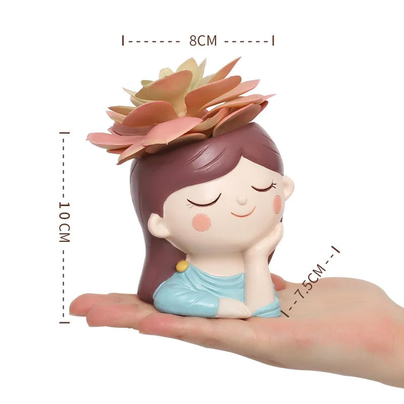 

Character Succulents Flower Pot Garden Cute Cartoon Green Plants Decorative Flowers Personality Resin Decorative Potted Plants