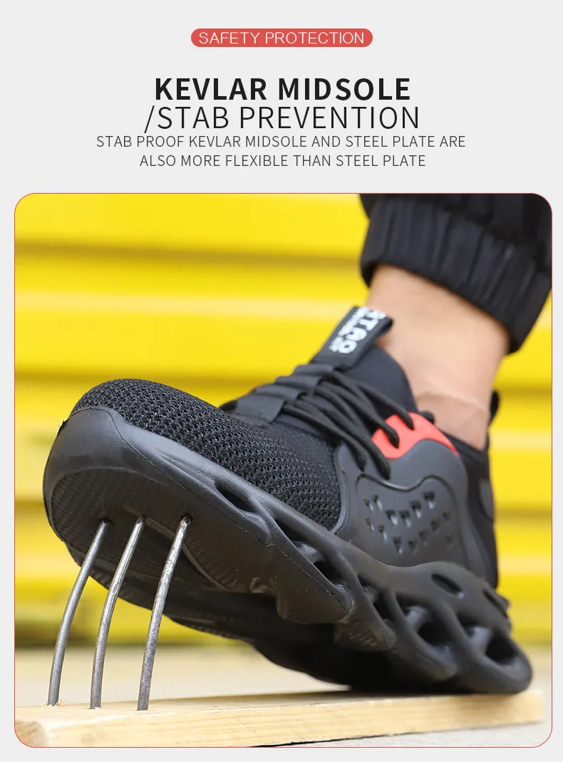 

Autumn Men Light Sneaker Indestructible Steel Toe Soft Anti-piercing Work Boots men shoes New Breathable Mesh Safety Shoes 37-48