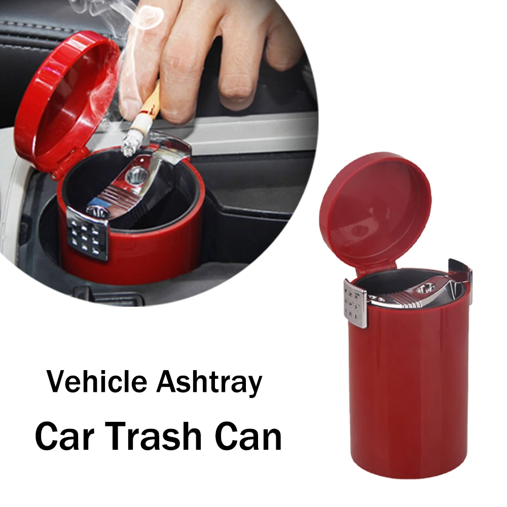 

1Pcs Car Led Ashtray Garbage Coin Storage Cup Container Cigar Ash Tray Car Styling Universal Size Ashtrays Car Trash Can