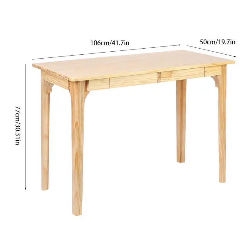 

Simple Office Desk Modern Wood Desk Study Writing Desk with Two Drawers for Home Office