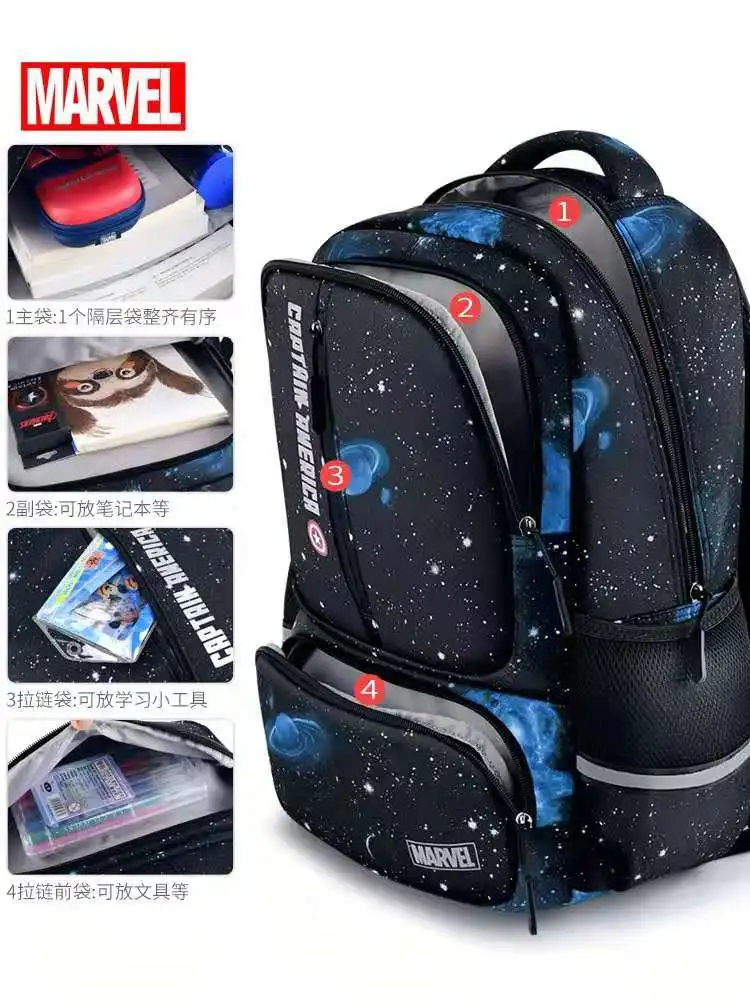 Disney New School Bags For Boys Primary Middle Student Shoulder Orthopedic Backpack Large Capacity Spider Iron Man Mochilas