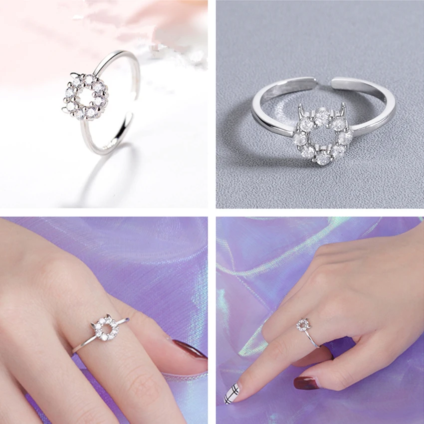 Новые Кольца Kinitial с фианитом для женщин Штабелируемые Свадебные Регулируемые