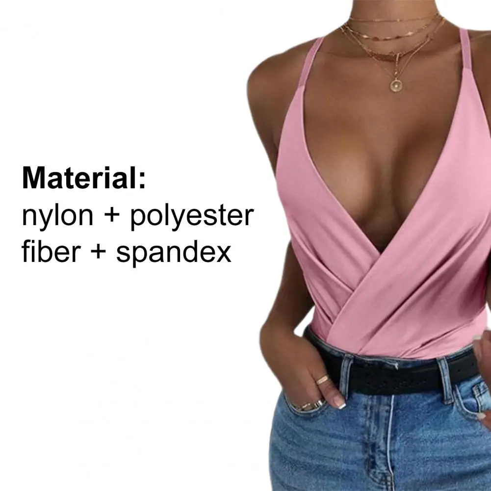 

80% Dropshipping!!Sexy Women Vest Solid Color Deep V Neck Spaghetti Straps Front Cros Top Camisole for Summer