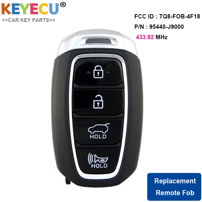 Смарт-брелок KEYECU для автомобильного ключа с дистанционным управлением 4 кнопки 433