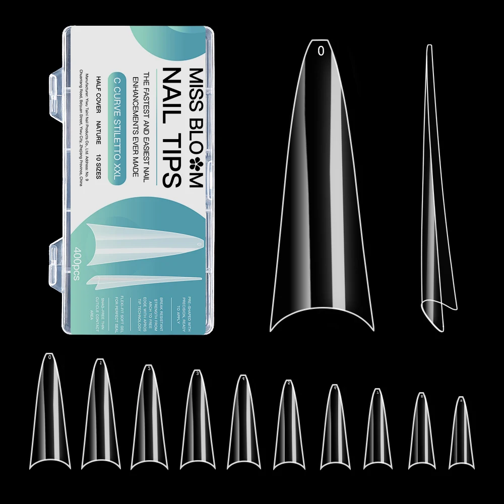 

400 Pieces/Box Of Transparent Stiletto Fake Nail Gel Capsules For Nail Extension Stiletto Shoes Acrylic Salon Supplies