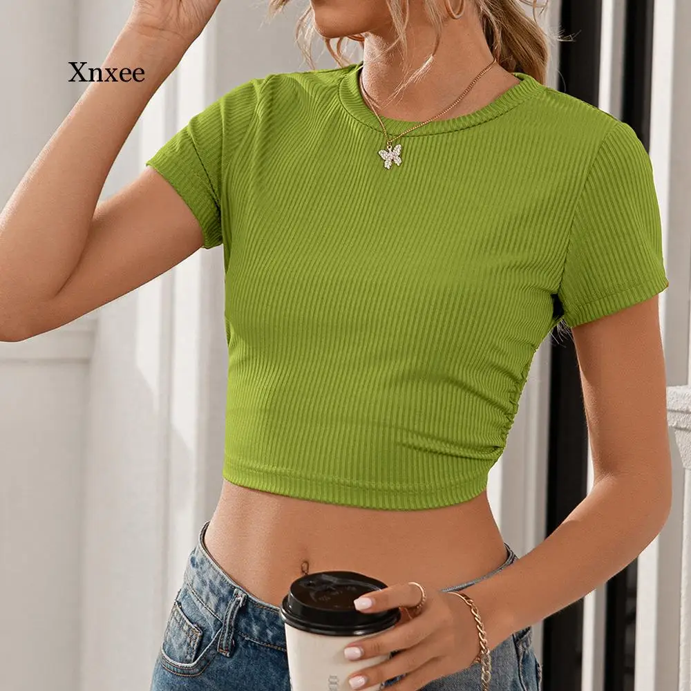 

Summer Y2K Backless Lace Upt-Shirt Women's Knitted Cropped Tops Sexy Ladies Solid Backless Strappy Knitwear Fashion Clothing